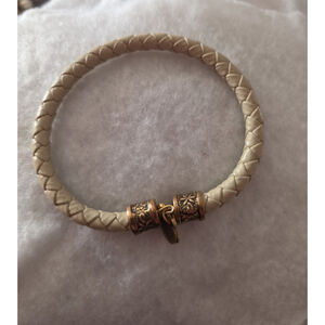 Alex & Ani Indie tan braided leather wrap bracelet vintage 66